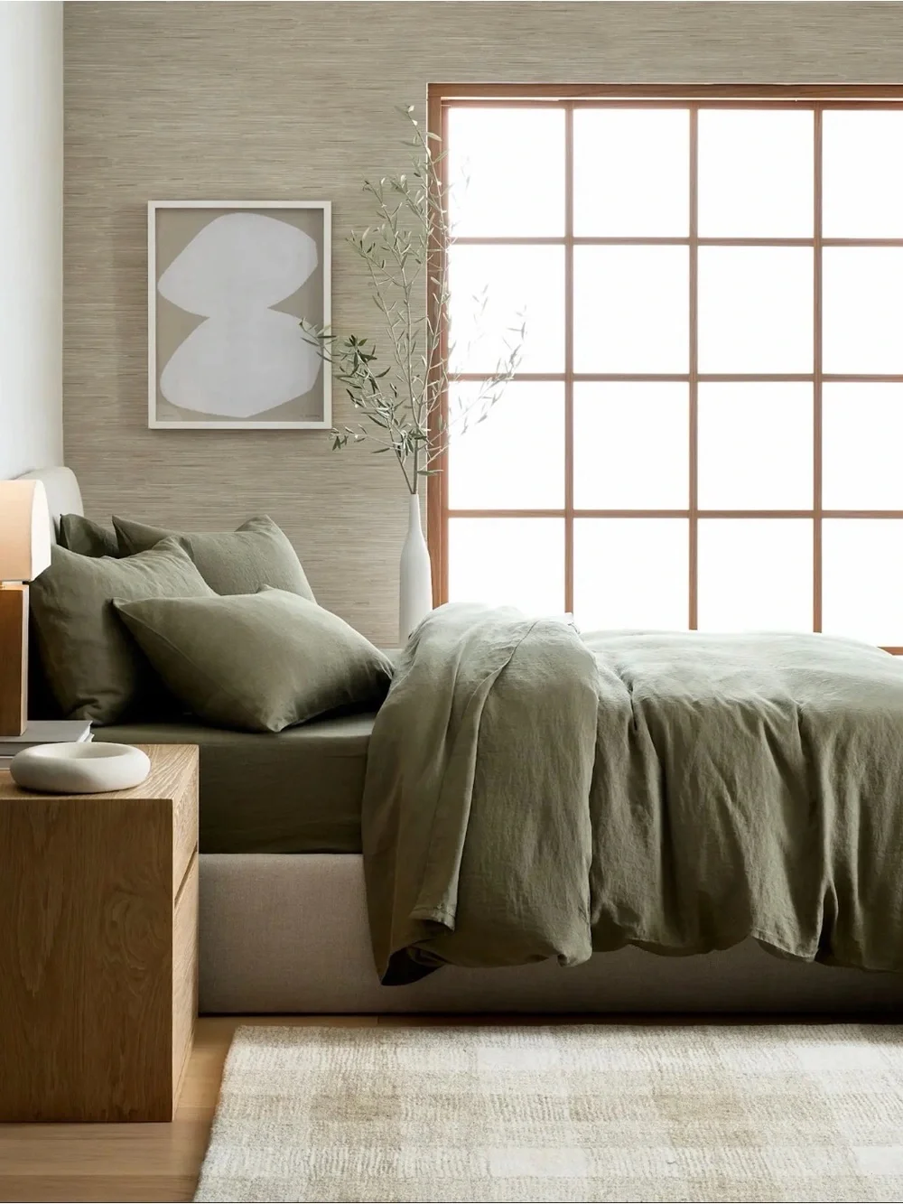 Quince Dusty Olive European Linen Duvet Cover Set